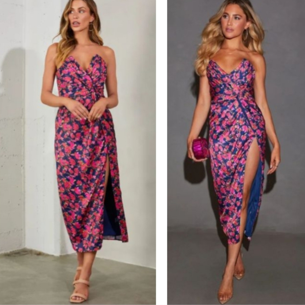 Dee Elly Lovestruck Strapless Satin Dress